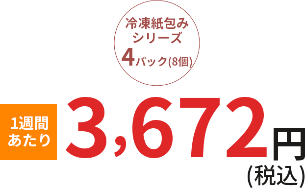 冷凍紙包みシリーズ4個 1週間あたり4000円